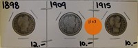 1898, 1909, 1915 BARBER QUARTERS - 3 X BID