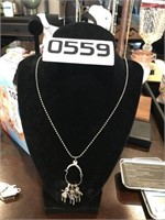 24" NECKLACE WITH STERLING CHARMS AND CHARM HOLDER
