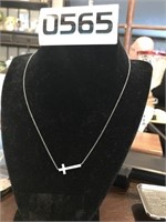 PRETTY 14" STERLING NECKLACE WITH CROSS