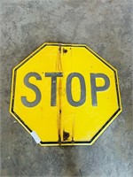 vintage stop sign - yellow - 24"  wide