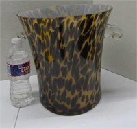 Heavy Animal Print Glass Vase Wastebasket? chipped