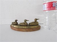 Solid Brass Ducks on Wood Stand
