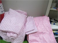Pink Poka Dot Twin Sheet ,pilliow Case,Flat, Curt