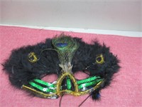 Feather Mask-Black & Green