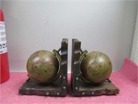 Wood Globes Bookends
