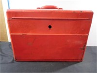 *Vintage Red painted Tool Box Missing Lock &