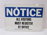 Notice All Visitors Must Register At Office 14" x