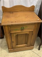 Antique natural pine storage chest side table