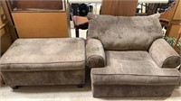 Charcoal gray microfiber easy chair with matching