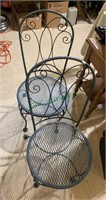 2 gray painted metal patio side chairs (1440)