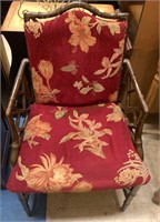 Vintage bamboo design armchair with two floral
