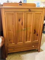 Large heart pine wood 2 door cabinet with one