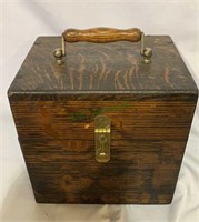 Antique tiger oak wood box with a latch and oak