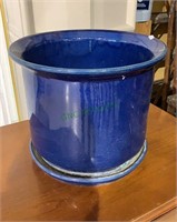 Large cobalt blue ceramic planter with