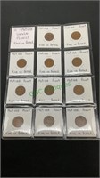 Coins - Lot of 11-1909VDB Lincoln pennies, fine or