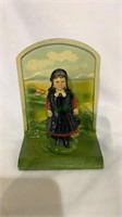 Cast iron Dutch girl book end, molded and