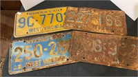 Lot of four 1970s West Virginia license plates.