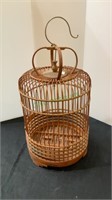 Antique wooden birdcage stands 18 inches tall