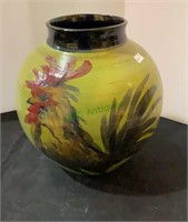 Signed and hand-painted pottery vase