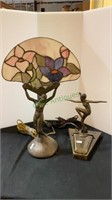 Two vintage art nouveau table lamps - one is a