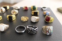 LARGE ASSORTMENT OF GOLD RINGS-BRACELETS-CHAINS