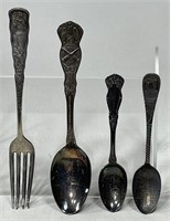 Lot of (4) - Military & Buggy Silver Spoons