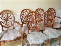SET OF 6 WOOD FAIRFIELD CHAIRS (4 SIDE, 2 ARM)