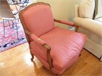 WOOD UPHOLSTERED CHAIR (LOVELY, VERY CLEAN)