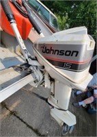 Johnson 15 HP Boat Motor w/ Fuel Tank