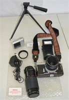 Vintage Nikkormat 33mm Camera and Accessories