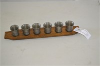 Vintage German Pewter Shot Cup Set & Tray