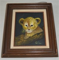 Sullivan Signed Oil Painting in Frame Bbay Lion