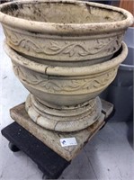 Two fiberglass pots with stand