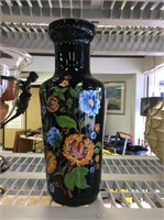 Black flowered vase