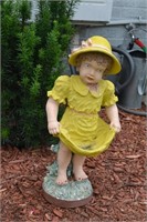 Poly Composite Girl  Yellow Dress Outdoor Ornament