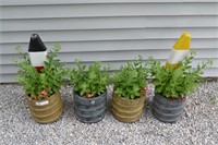 4 Decorative Outdoor Planters With Plants