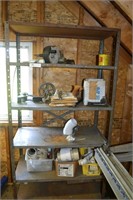 Metal Shelf Lot With Contents