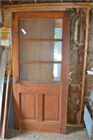 Vintage Oak Wood 3 Glass Panel Door