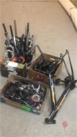 Bicycle frame with assortment of parts- seats,