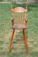 Turned Pressed & Carved Child's High Chair