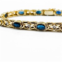 Sapphire & Diamond 14k Yellow Gold Bracelet