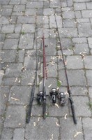 Three Fishing Rods & Reels