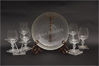 Crystal D'Arques France Wine Glasses & Platter