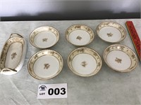 NIPPON 5 INCH BOWLS, WREATH MARK DESIGN