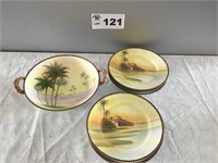 NIPPON HANDPAINTED BOWL AND PLATES