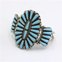 Turquoise & Silver Zuni Cluster Ring