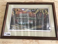 JIM HARRISON COVERED BRIDGE, SIGNED AND NUMBERED