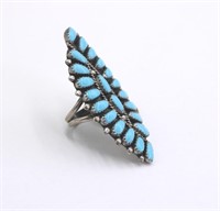 Zuni Turquoise Cluster & Sterling Ring