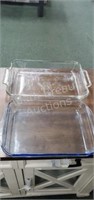 2 glass rectangle casserole baking dishes