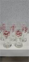 8 vintage Stroh's Beer drinking glasses